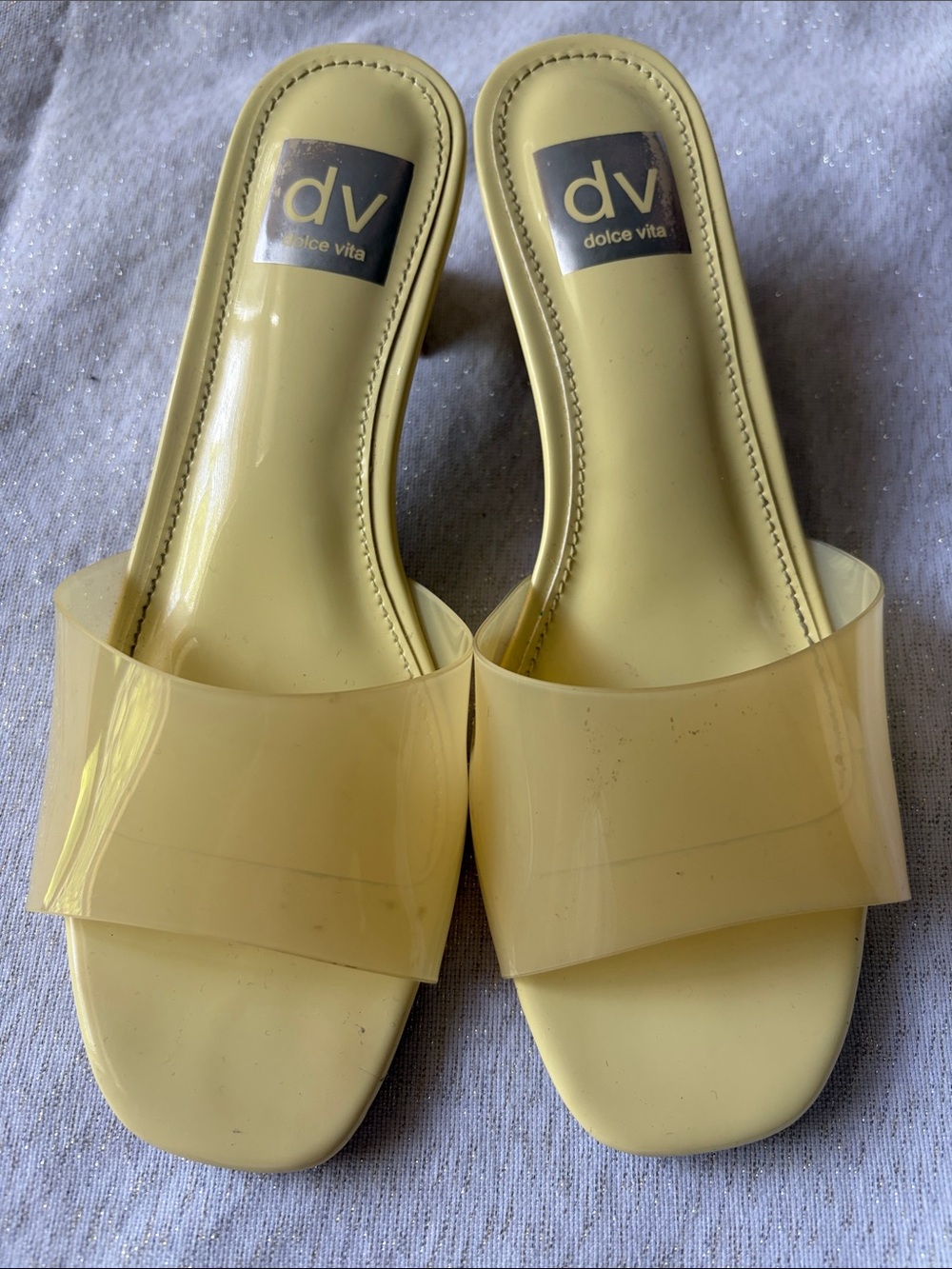 Dolce Vita Yellow Transparent-Band Slide Mules